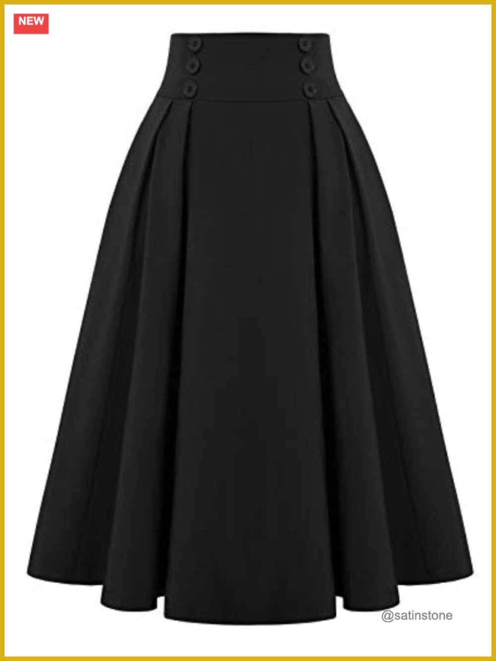 Belle Poque Women's Midi Pleated A-Line Skirt with Pockets